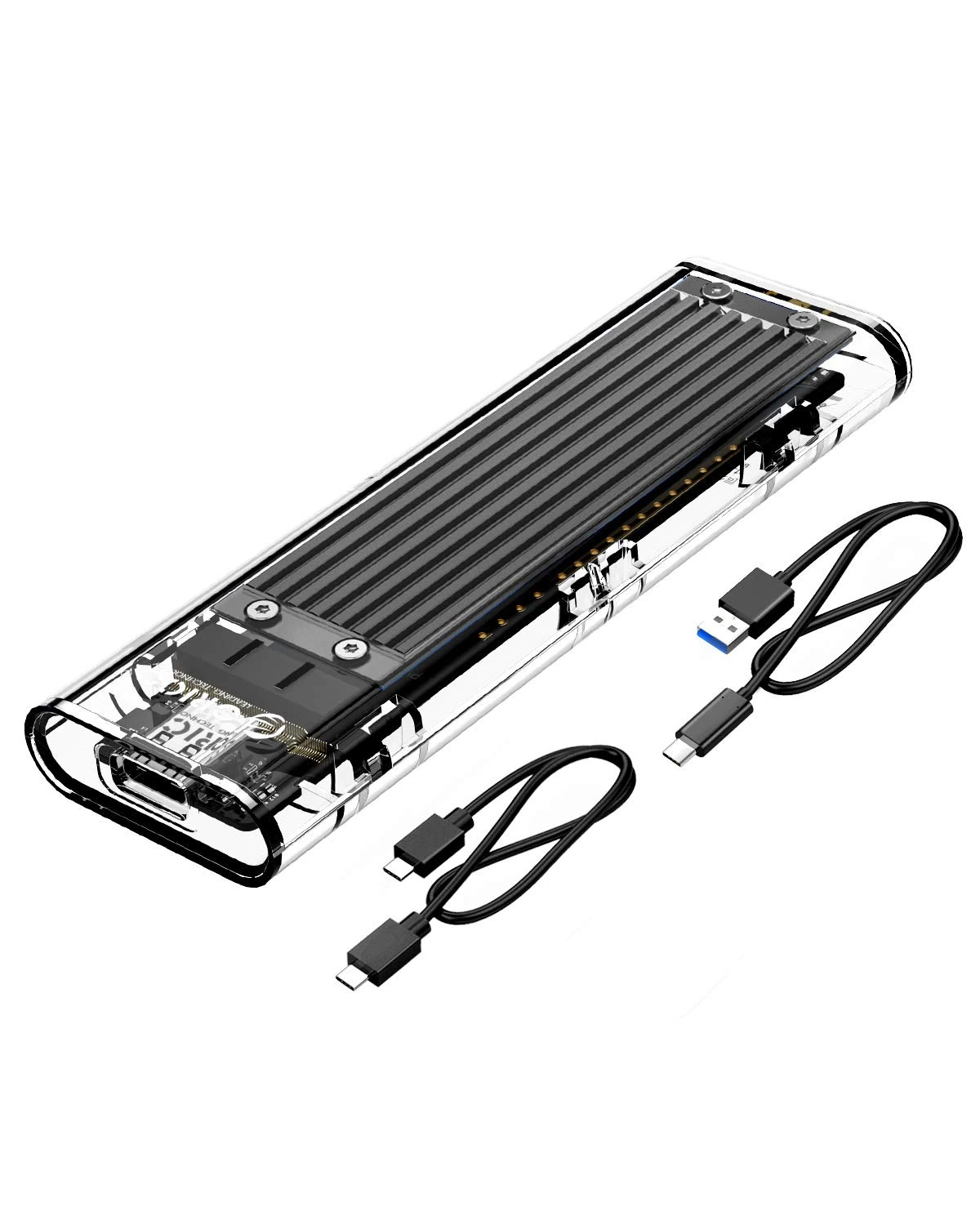 ORICO NVME M.2 to Type-C USB3.1 Gen2 10Gbps Transparent External Solid State Drive Adapter Enclosure for 2280 2260 2242 2230 PCI-E M2 M-Key SSD, USB Type C Converter Case (TCM2-Black)