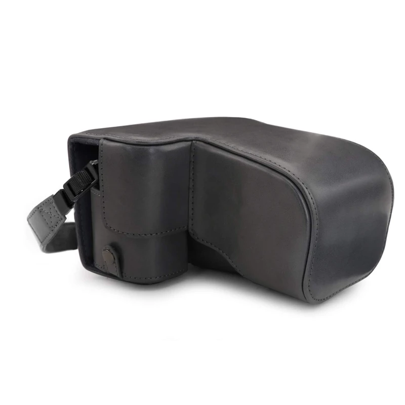 MegaGear MG1663 Ever Ready Leather Camera Case compatible with Sony Alpha A6100, A6400 (18-135mm) - Gray