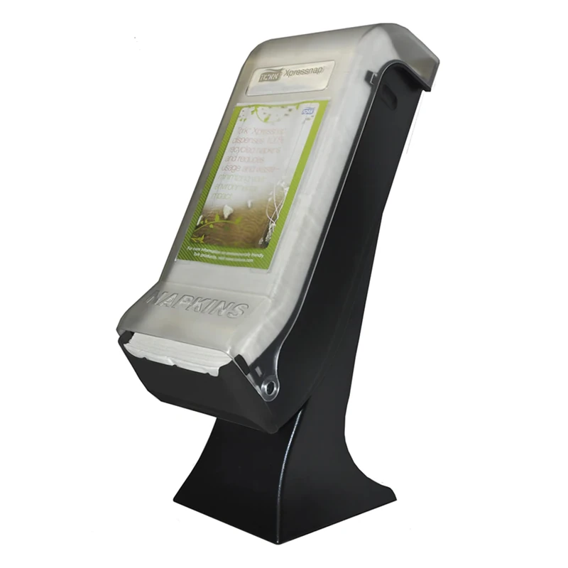 Tork 5555100 Xpressnap Stand Napkin Dispenser with Drive Thru Face Plate, 22.5" Height x 8" Width x 12.5" Depth, Black (Case of 1 Dispenser) For use with Tork 908EX, DX906E, DX900, DX990 or 13680 - Image 1
