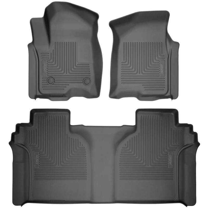 Husky Liners Weatherbeater Floor Mats | Fits 2015-2024 Ford F-150 (Includes 2022-2024 Lightning) SuperCrew w/Carpet & w/out Fold Flat Storage | Front & 2nd Row, 3-pc Black - 94041 - Image 1