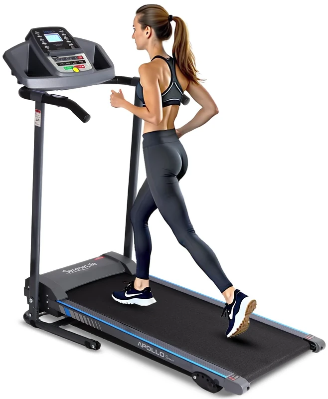SereneLife Folding Treadmill, Electric Running and Walking Pad, Under Desk Foldable Home Fitness Equipment, Cardio Exercise Machine for Home, Office, Gym, Bluetooth Connectivity