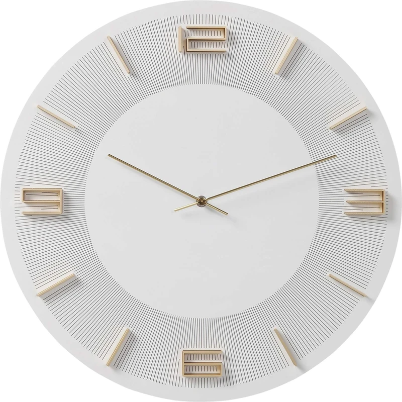 Kare Design Wall Clock Leonardo, White/Gold, Diameter 49 cm, Analog, Decorative, Room Decor, Home Decor, Modern Clock for Living Room, Bedroom, Hallway, Home Office, Kitchen