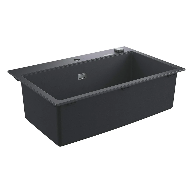 GROHE K700 Composite Sink, 78cm, in Granite Black, Top-Mounted, 1 Bowl, with Overflow and Automatic Waste Fitting 31652AP0
