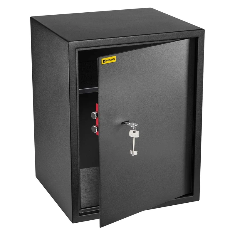 HomeSafe HV50K Safe Box with Key Lock, 50x35x35cm (HxWxD), Money Lock Box for Home Security, Storage Safety Locker, Safe for Cash Savings, Jewelry or Money, Office Documents