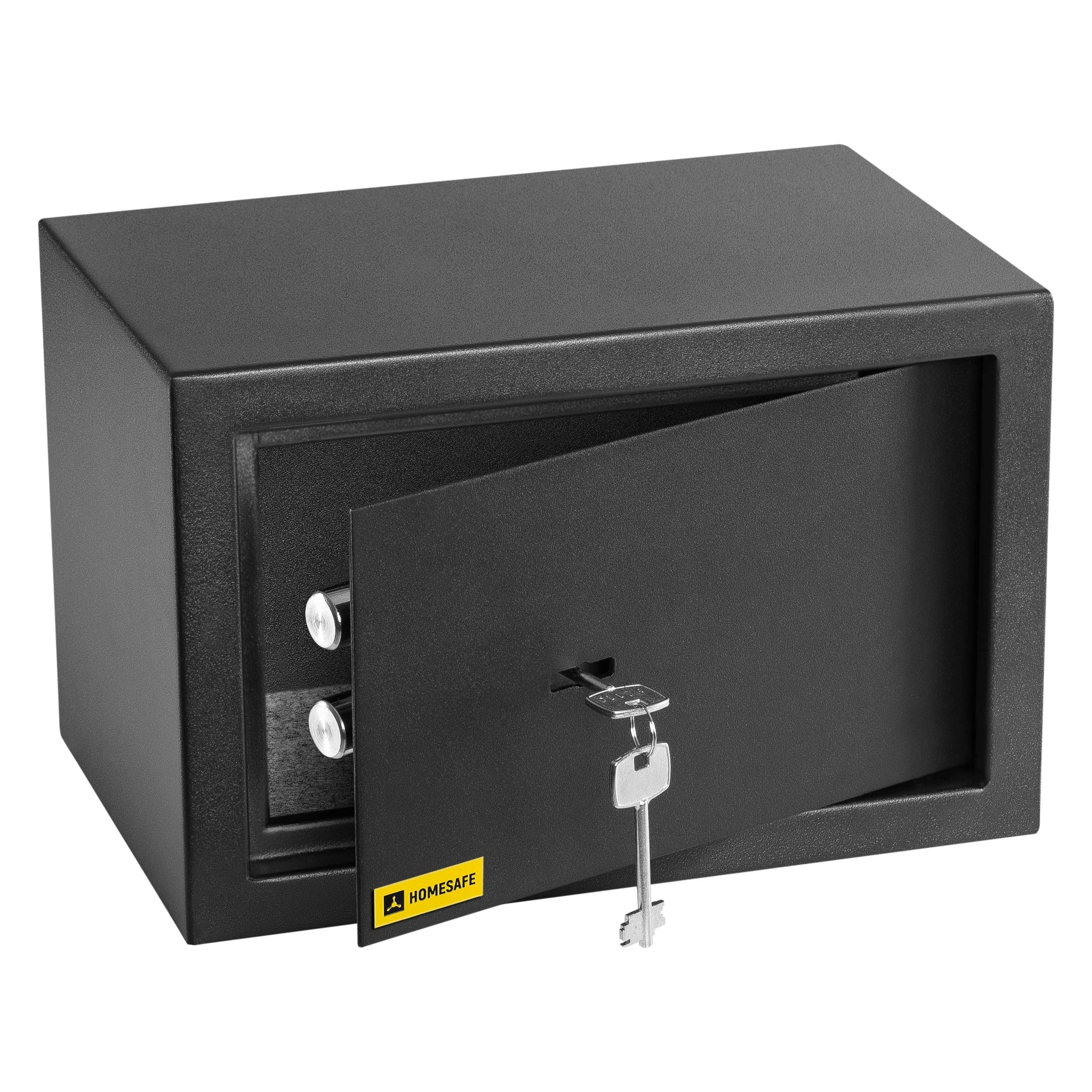 HomeSafe HV20K Safe Box with Key Lock, 20x31x20cm (HxWxD), Money Lock Box for Home Security, Storage Safety Locker, Safe for Cash Savings, Jewelry or Money