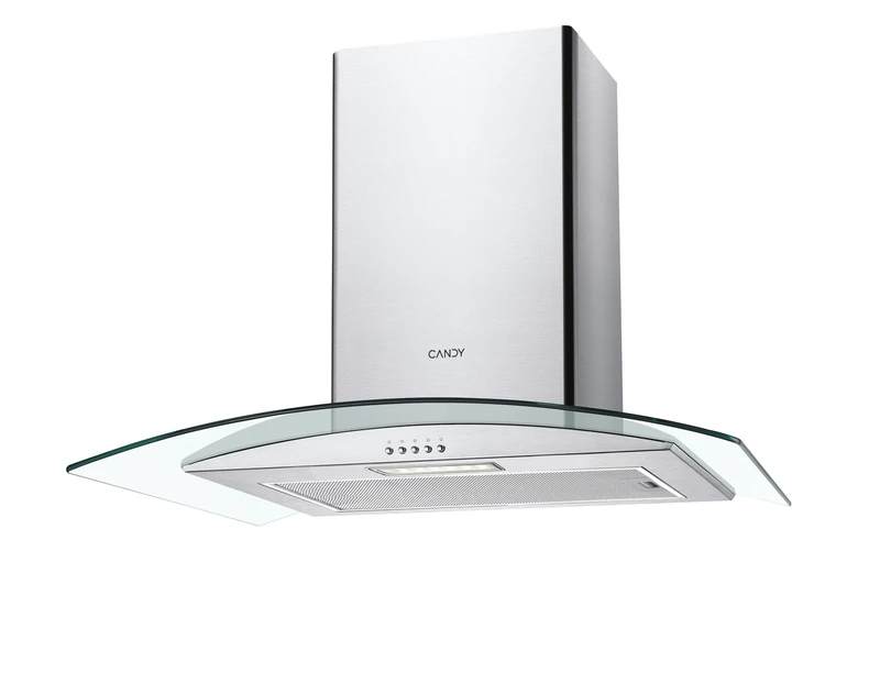 Candy CGM64/1X 60cm Curved Glass Chimney Hood, 3 Speeds, Stainless Steel