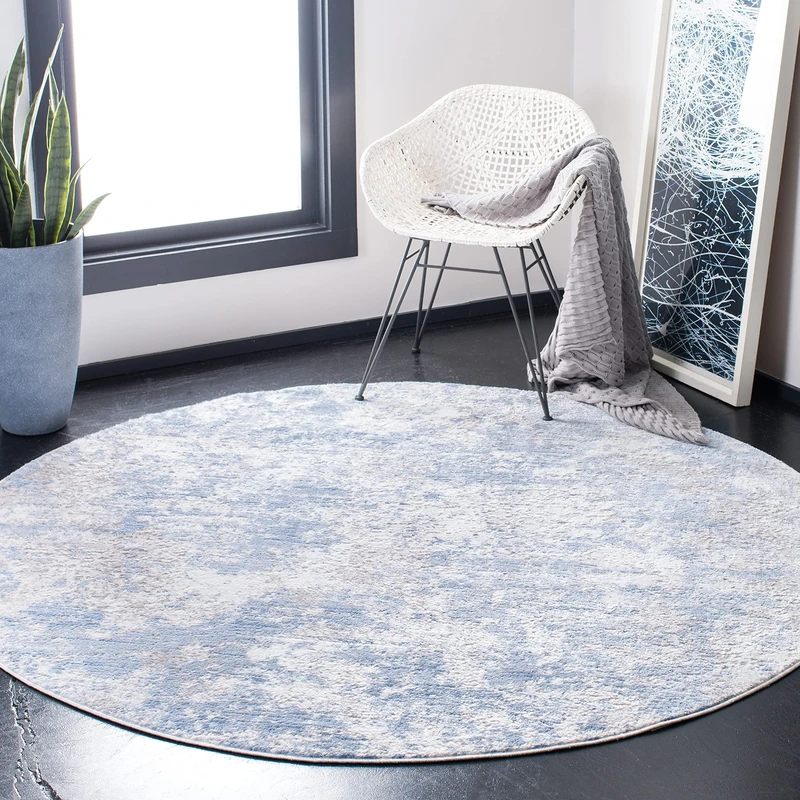 Safavieh Modern Rug for Living Room, Dining Room, Bedroom - Amelia Collection, Short Pile, in Grey and Blue, 200 X 200 cm