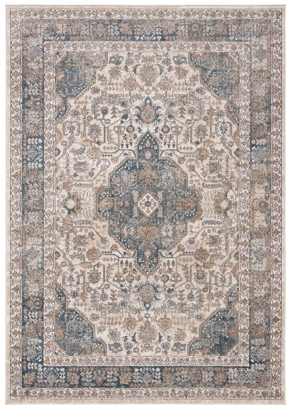 Safavieh Classic Indoor Woven Rectangle Area Rug, Oregon Collection, ORE870, in Beige/Grey, 155 X 229 cm for Living Room, Bedroom or Any Indoor Space
