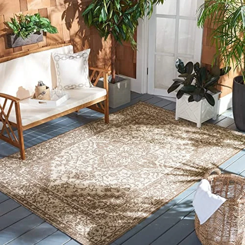 Safavieh South Bay Multipurpose Indoor/Outdoor Rug, Woven Polypropylene Carpet in Cream / Beige, 90 X 150 cm
