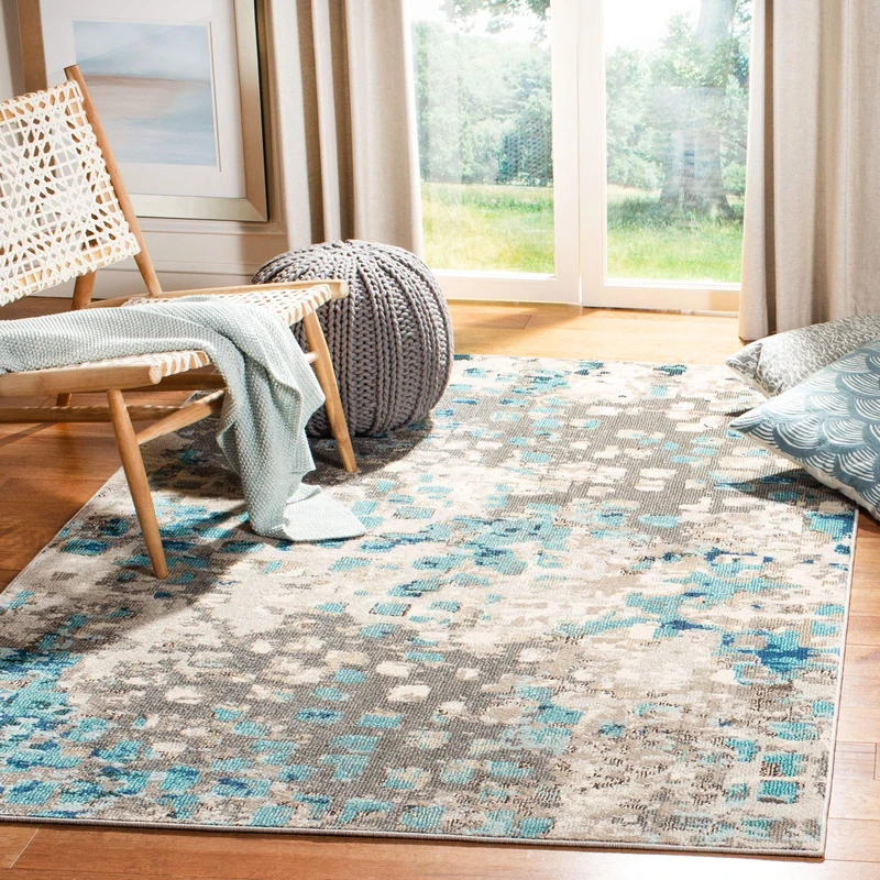Safavieh Modern Chic Indoor Woven Rectangle Area Rug, Madison Collection, MAD425, in Grey/Blue, 160 X 229 cm for Living Room, Bedroom or Any Indoor Space