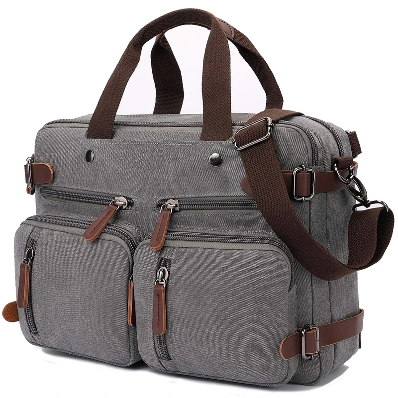 CROCOD Convertible Laptop Backpack 17.3 Inch Messenger Bag for Men/Women, Grey, 17.3 inch