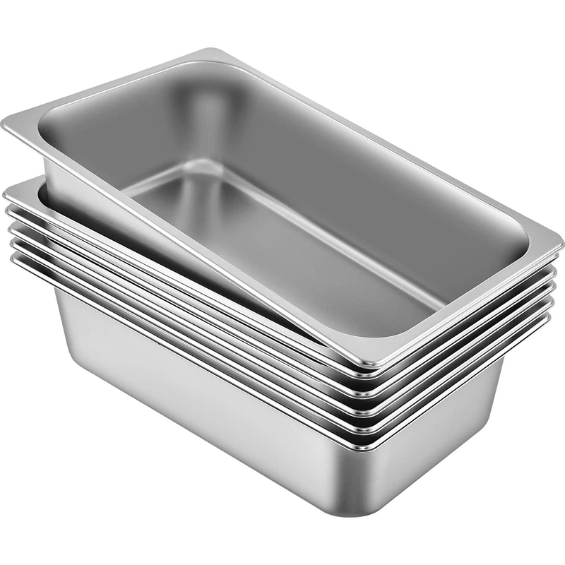 Mophorn Set of 6 Hotel Pan 6 Inch Steam Table Pan Full Size 20x12x6 Inch Stainless Steel Anti Jam Steam Table Pan