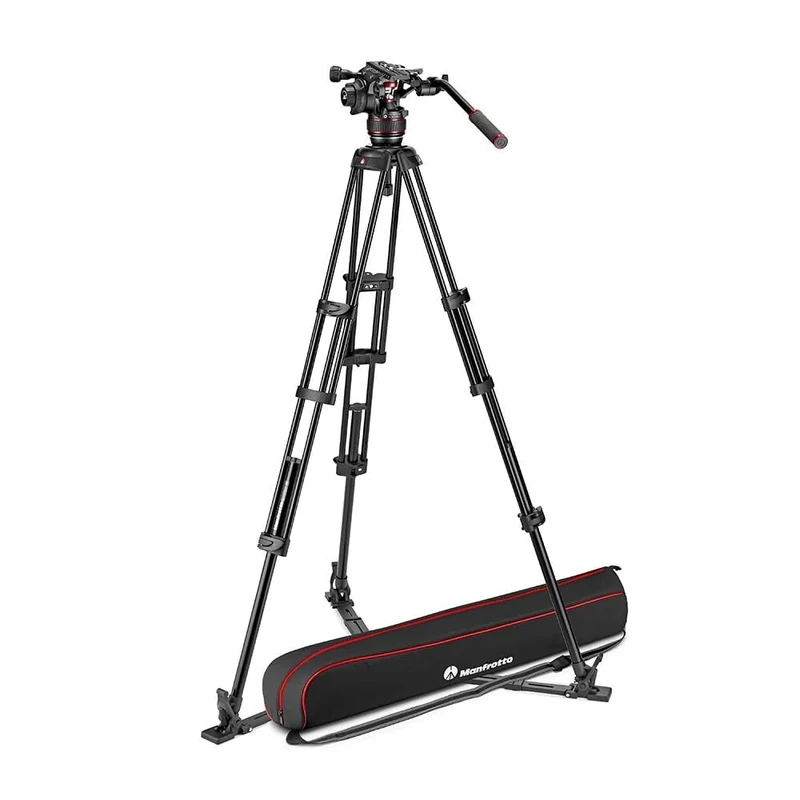 Manfrotto Nitrotech 608 Fluid Head for Video Shooting with Aluminium Twin Leg Tripod Ground Spreader for DSLR, Mirrorless, Video and Cinema Camera Systems - 14 kg Payload - MVK608TWINGA