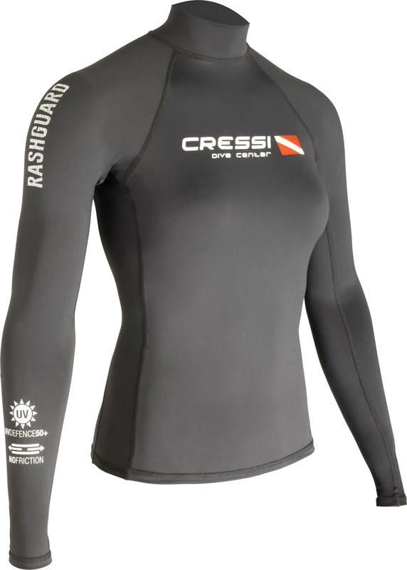 Cressi Rash Guard Lady Long Sl Black Dive Center - Rash Guard Woman Long Sl Long Sleeves Protective Material, in Special Elastic Fabric, UV Sun Protection (UPF) 50+