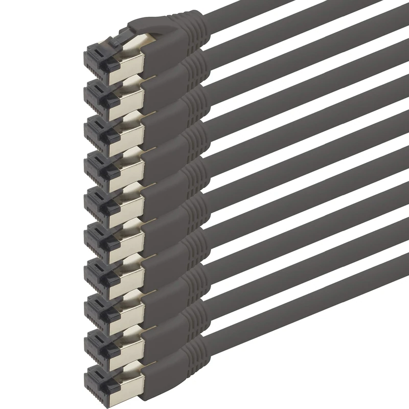 1aTTack.de 5m Cat 8 Network Cable CAT8 Cable Black - Pack of 10 Cat.8 Lan 2000 MHz 40 Gbit s 40GBase-T Poe+ Patch Cable Ethernet Cable LSZH - 10 x 5 Meters Black