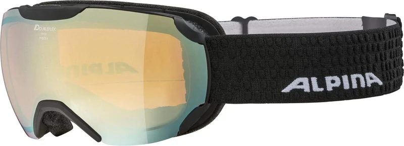 ALPINA PHEOS S Q-LITE - Mirrored, contrast-enhancing & polarized ski goggles with 100% UV protection for adults, black matt, one size