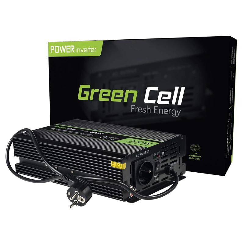 Green Cell® Car Power Inverter Converter 12V to 230V Pure sine 300W/600W UPS for central heating and pumps