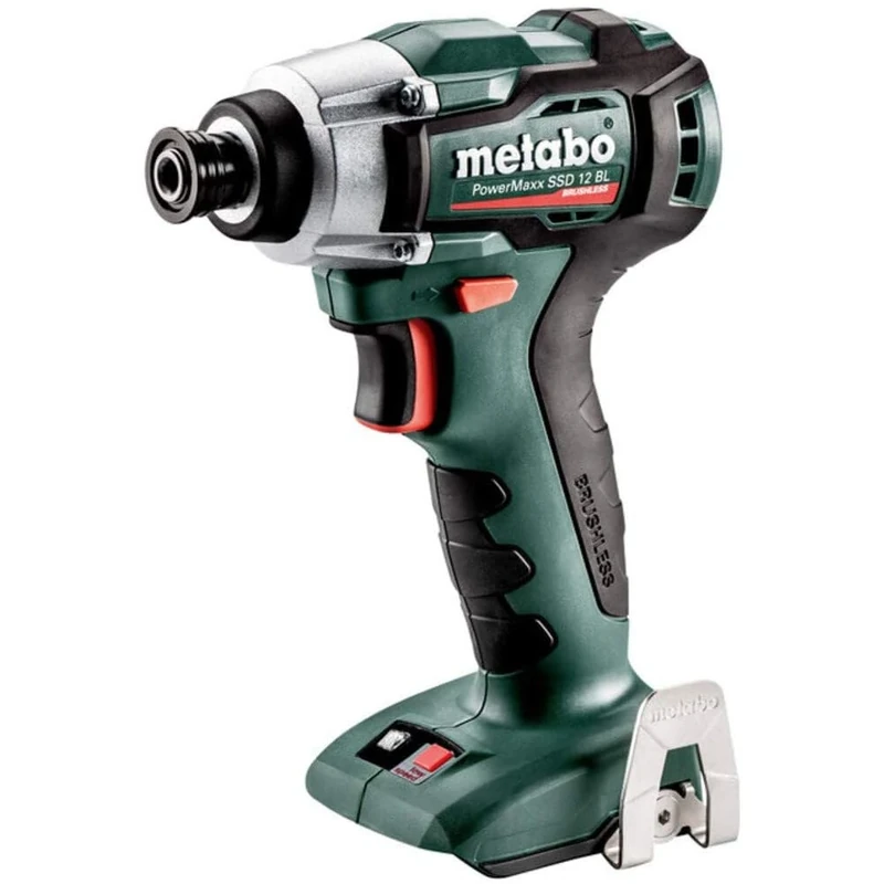 Metabo 601115890 Cordless Impact Wrench SSD 12 BL (12 V, Without Battery, with Work Light, Belt Hook, Bit Depot, Compact Design)