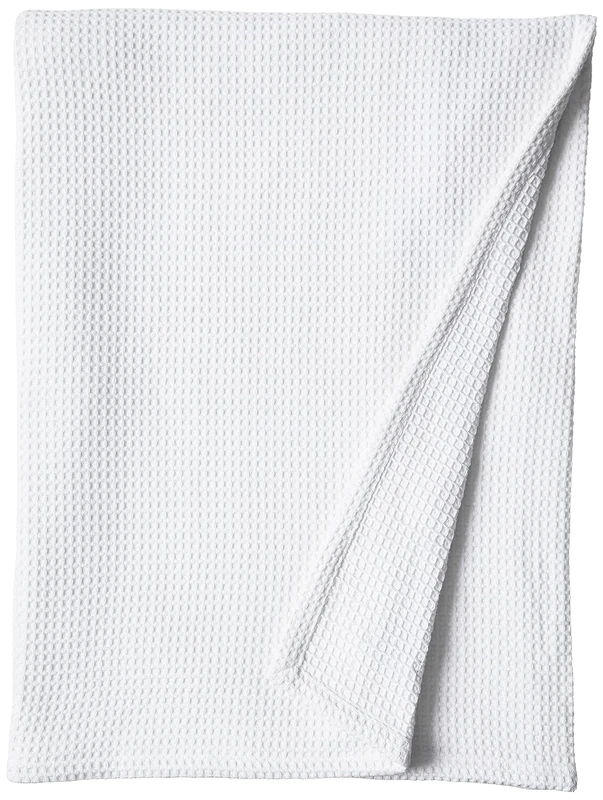 Vera Wang - Queen Blanket, Luxury Cotton Bedding, Super Soft Essentials with Waffle Weave Knit (Waffleweave White, Queen)