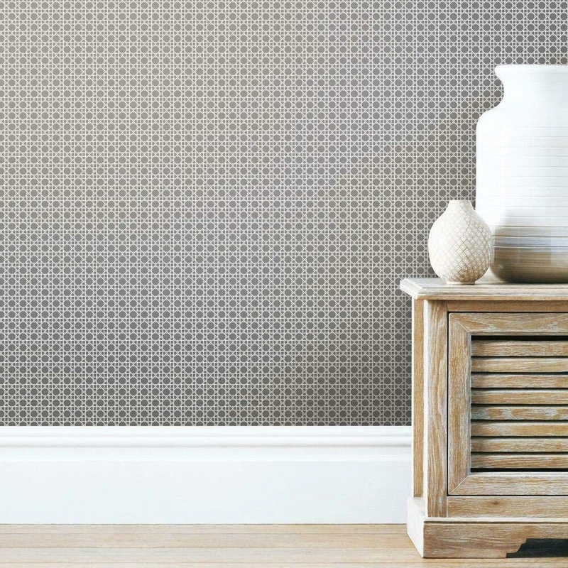 ROOMMATES Grey Caning Adhesive Wallpaper