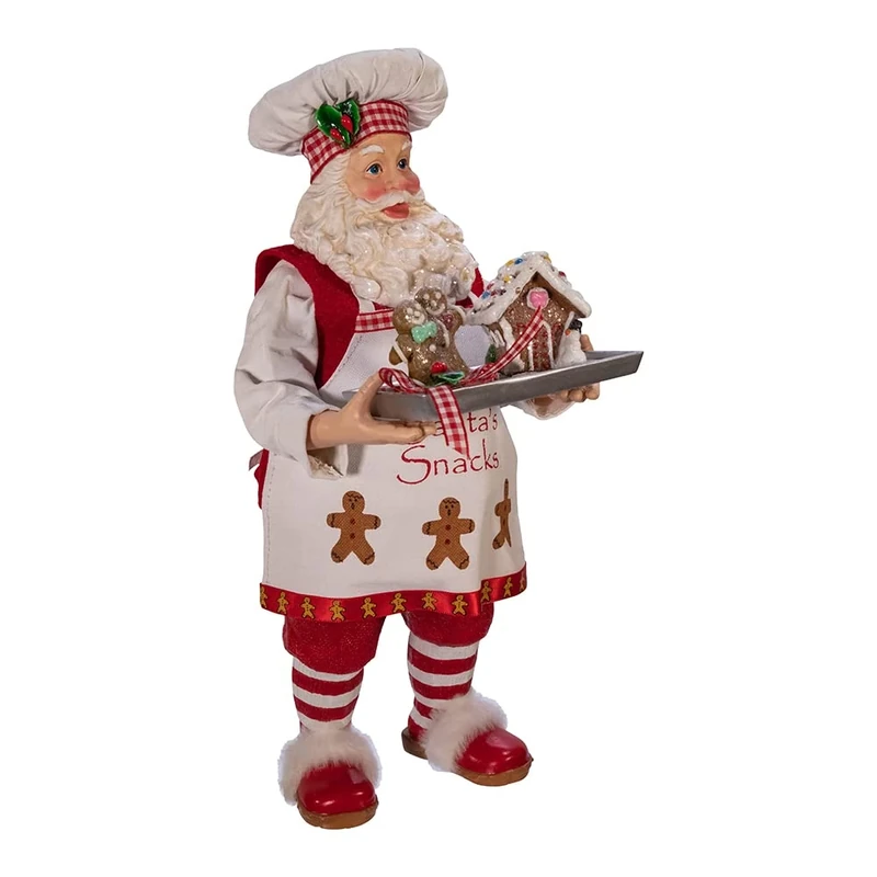 Kurt Adler 11-Inch Gingerbread Chef Santa Figurine, Multi-Color