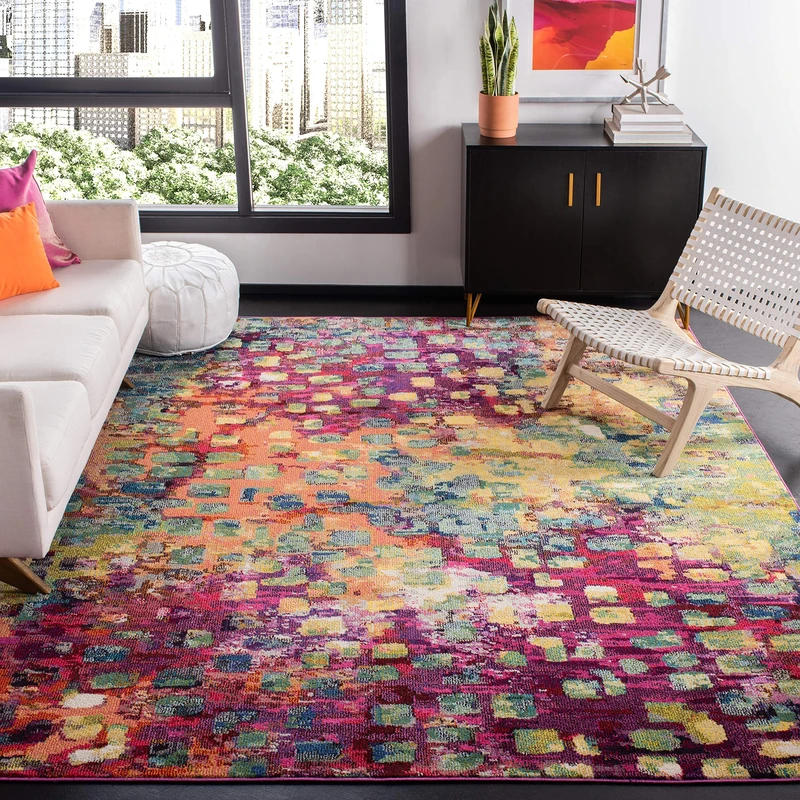 Safavieh Modern Chic Indoor Woven Rectangle Area Rug, Madison Collection, MAD425, in Fuchsia/Gold, 91 X 152 cm for Living Room, Bedroom or Any Indoor Space - Image 1