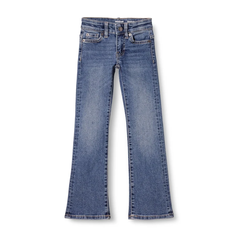 Amazon Essentials Girls' Slim Boot-Cut Stretch Jeans, Washed Blue, 9 Years Slim