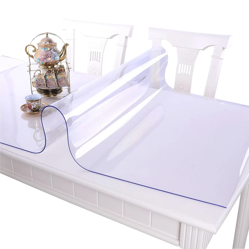 VITA FELICE PVC Table Protector Clear Plastic Waterproof Table Cover for Dining Table, Heavy Duty Wipe Clean Transparent Mat,Tablecloth for Worktop Kitchen Restaurant Party Events (90x220 cm)