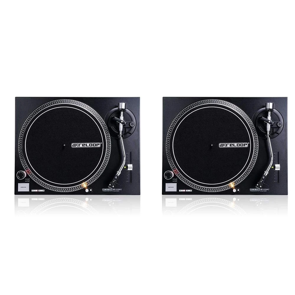 2x Reloop RP-1000MK2 DJ Turntable Belt Drive S Shaped Tonearm Vinyl Player