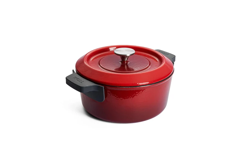Woll Iron Cast Iron Pot with Lid and Silicone Handles - Inductive, Diameter 24 cm, 11 cm High, 4.2 litres, Suitable for All Hobs, Cast Iron, Oven-Safe up to 250°, Red