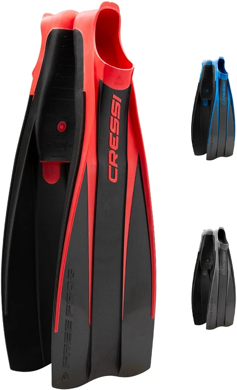 Cressi Unisex Free Frog Technical Diving Fins, Black Red, UK 10 11 - EU 45 46