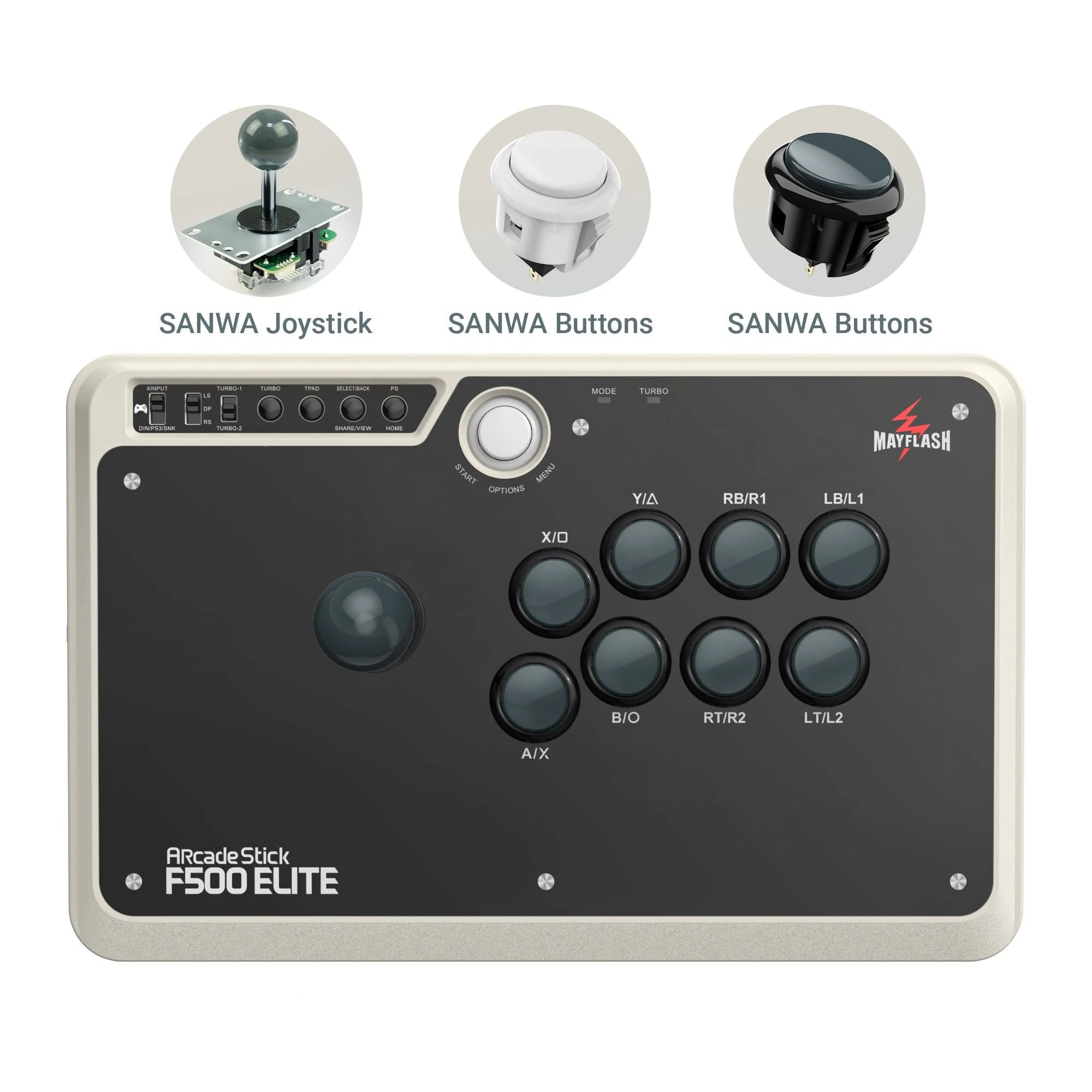 MAYFLASH Arcade Stick F500 Elite with Sanwa Buttons and Joysticks for Xbox Series S/X, Xbox One,PS4, PS3, Switch/Switch 2, Android, Windows, macOS and more