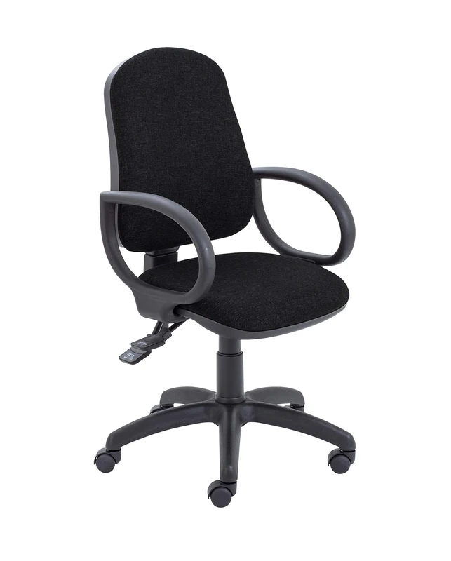 Office Hippo High Back Desk Chair, Ergonomic Home & Office Chair With Height Adjustable Seat & Backrest, Fixed Arms & Lumbar Support For Extra Comfort, Computer Chair - Black