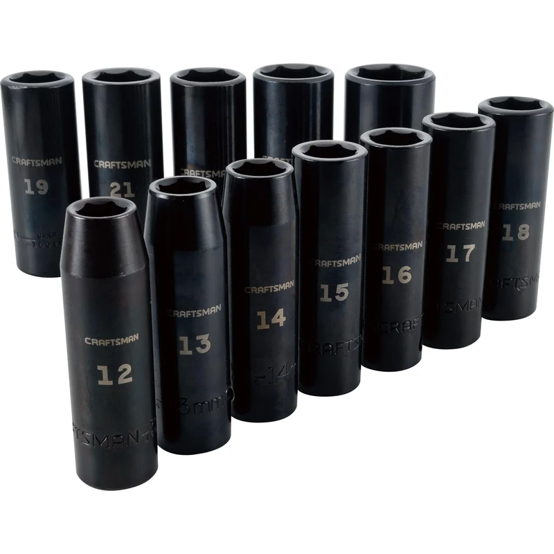CRAFTSMAN Impact Socket Set, Metric, 1/2-Inch Drive, Deep Impact Sockets, 12-Piece (CMMT15887)