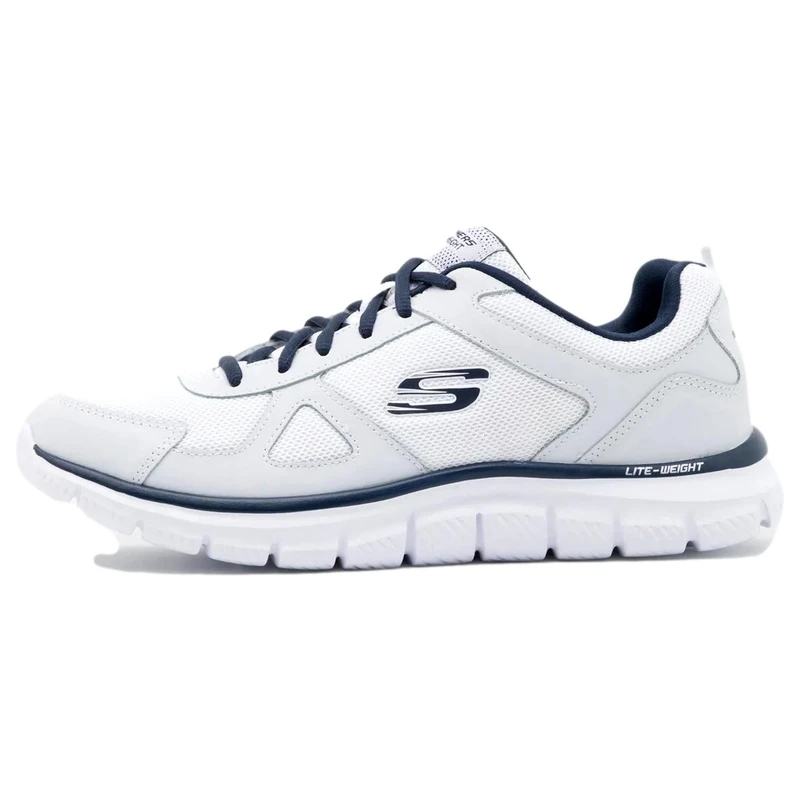 Skechers Men's Track Scloric Oxford, White Leather Mesh Pu Navy Trim, 10.5 UK