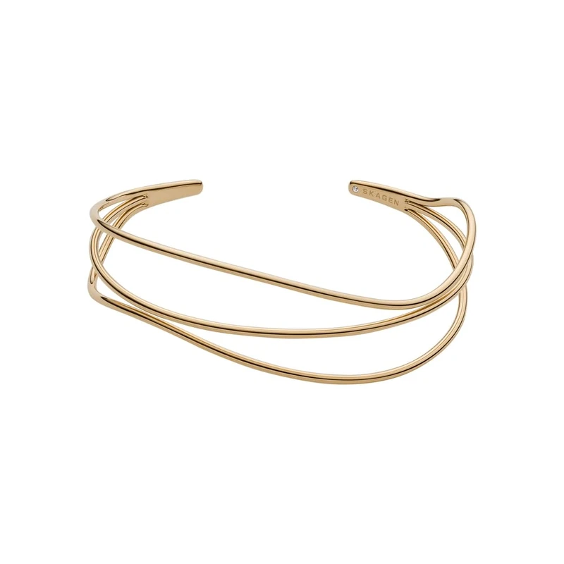 Skagen Women's Stainless Steel and Semi precious with Cuff Bangle bracelet, Golden - Image 1