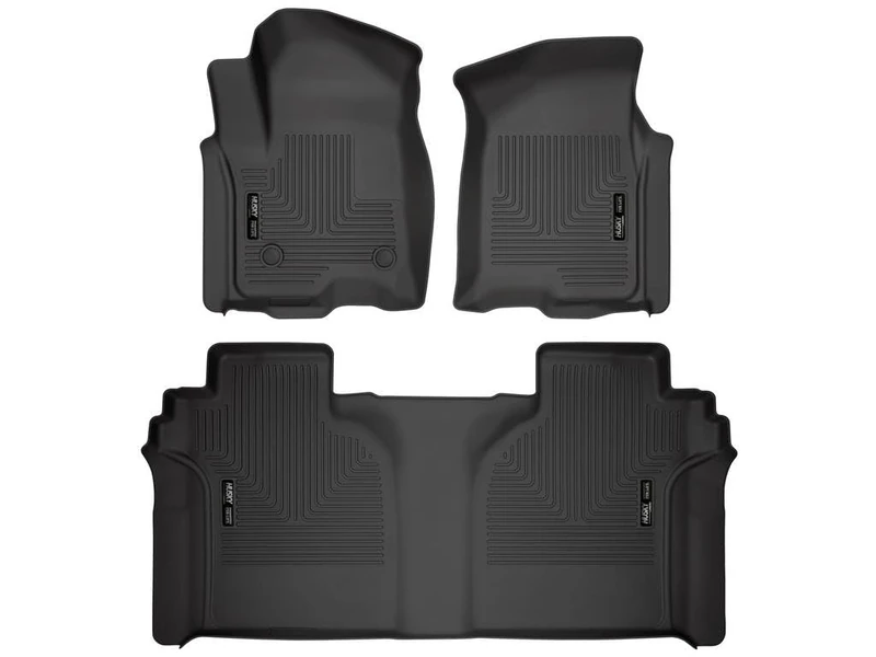 Husky Liners — Weatherbeater | Fits 2019-2023 Chevrolet Silverado/GMC Sierra 1500 Crew Cab, 2020-2023 Slv/Sra 2500, 3500 CC - Front & 2nd Row Liner - Black, 3 pc. | 94021