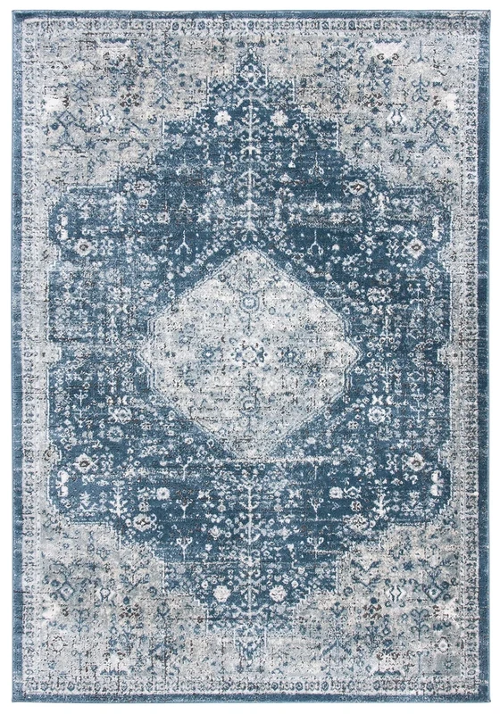 Safavieh Classic Indoor Woven Rectangle Area Rug, Oregon Collection, ORE858, in Navy / Ivory, 122 X 183 cm for Living Room, Bedroom or Any Indoor Space