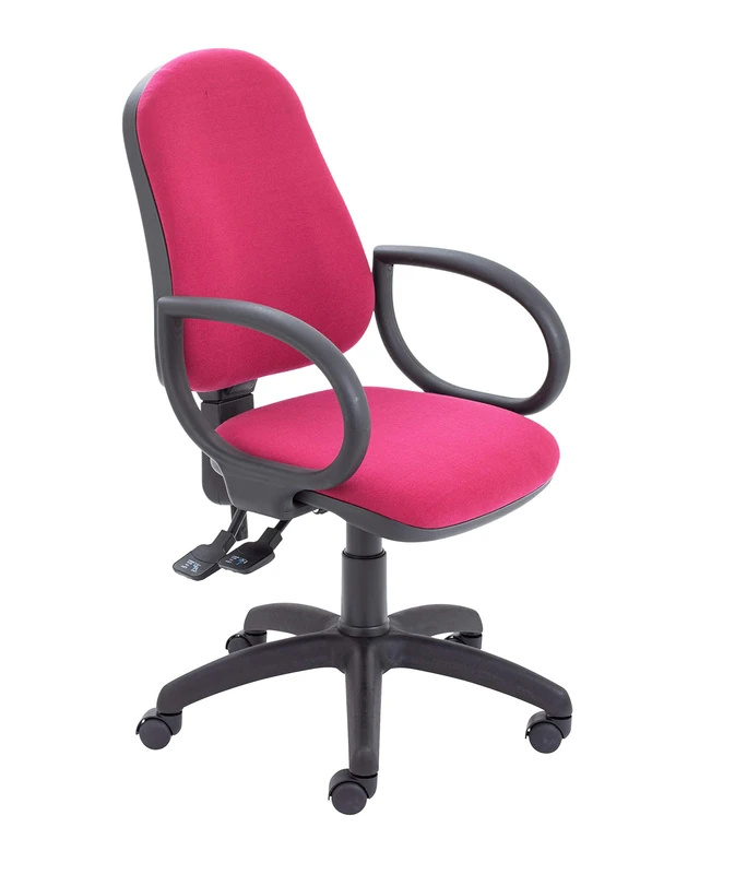 Office Hippo 3 Lever Swivel Desk Chair, Asynchro Mechanism, Height Adjustable Back, Fixed Arms, Fabric, Claret Red - Image 1