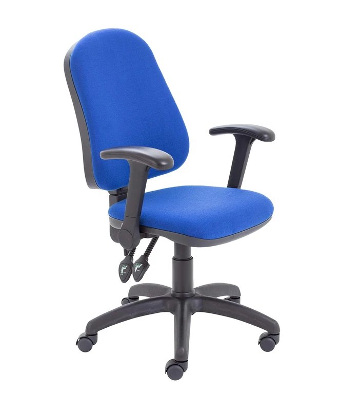 Office Hippo 2 Lever Office Chair with Height Adjustable Flip-Up Arms, Computer Desk Chair with Curved Back, Swivel Chair with Adjustable Backrest, Holds Up to 115kg, 2 Year Wty - Royal Blue