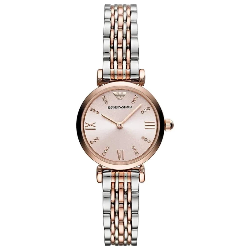 Emporio Armani Watch for Women, Two Hand Movement, 28 mm Rose Gold Stainless Steel Case with a Stainless Steel Strap, AR11223