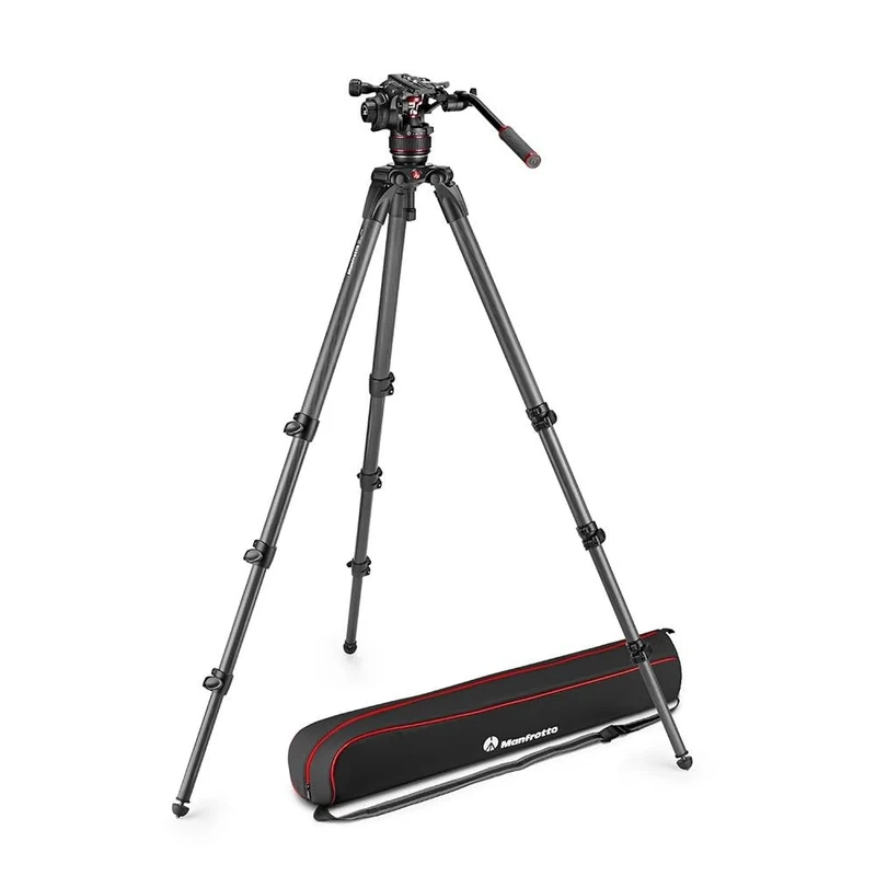 Manfrotto Nitrotech 608 Fluid Head for Video Shooting with Carbon Fiber Single Legs Tripod for DSLR, Mirrorless, Video and Cinema Camera Systems - 14 kg Payload - MVK608CTALL - Image 1