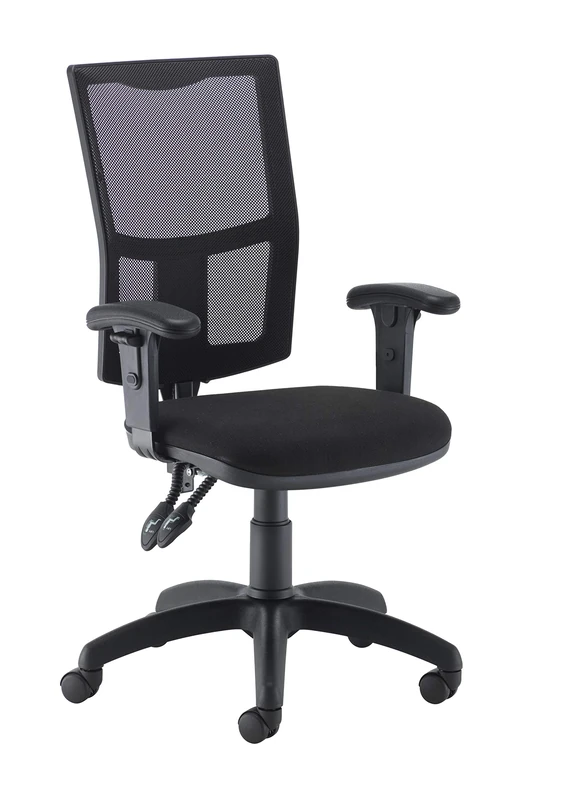 Office Hippo Mesh Back Desk Chair, Ergonomic Home & Office Chair With Height Adjustable Seat & Arms, Lumbar Support For Extra Comfort, Computer Chair For Daily Use - Black