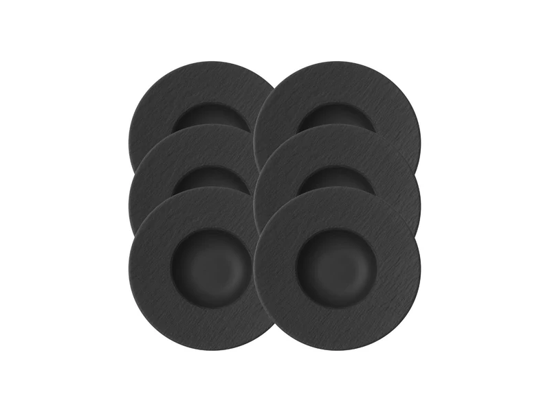 Villeroy & Boch - Manufacture Rock pasta plate, 6 plates, premium porcelain, dishwasher-safe, microwave-safe, black