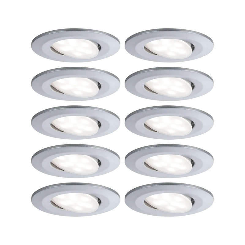 Paulmann 99925 Calla LED recessed luminaire Round Set of 10 incl. 10x6.5W IP65 dim recessed spot Chrome matt Cabinet Light Plastic recessed lamp 4000K
