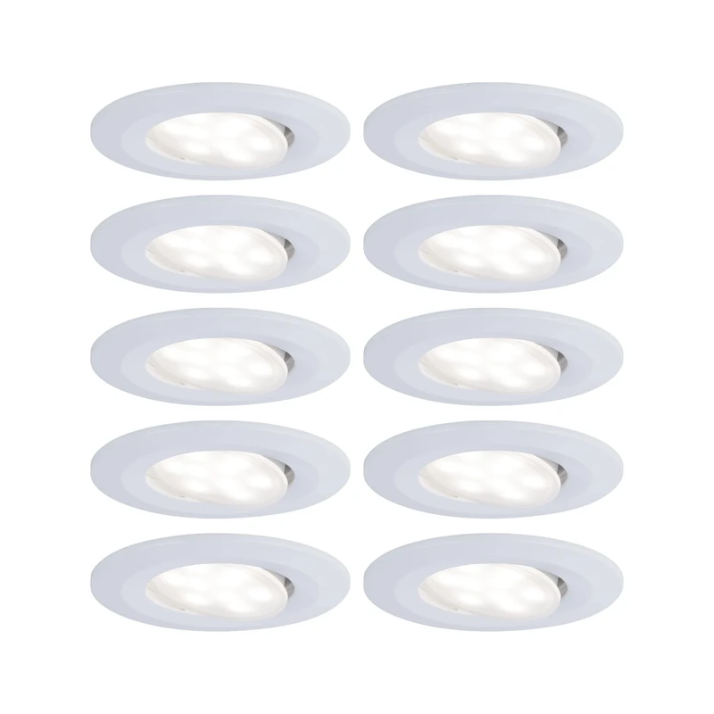 Paulmann 99922 Calla LED recessed luminaire Round Set of 10 incl. 10x6W IP65 recessed Spotlight White matt Cabinet Light Plastic recessed lamp 4000K