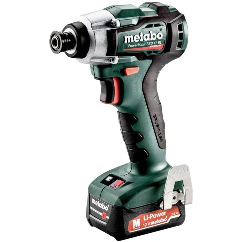 Metabo 601115500 Atornillador impacto sin escobillas a bateria 12V 2X 2Ah Li-Ion PowerMaxx SSD 12 BL Con maletín