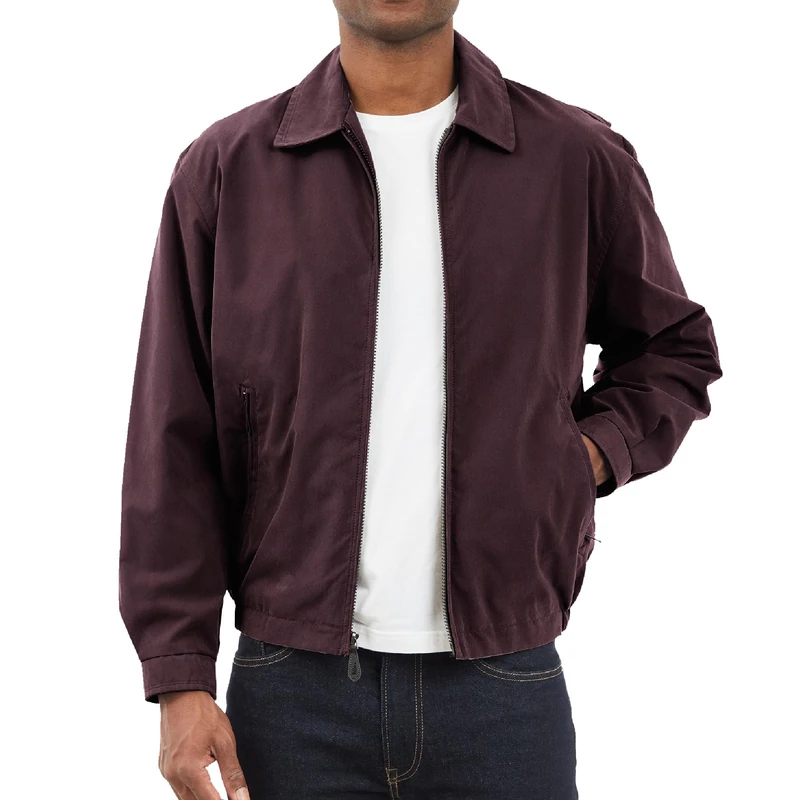 London Fog Men's Auburn Zip-Front Golf Jacket (Regular & Big-Tall Sizes) Cotton Lightweight, Maroon, XXL