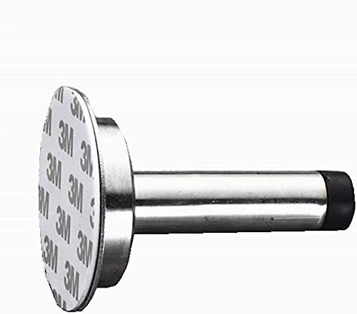 2 PCs Adhesive Mounted Door Stop | Protect Furniture & Walls from Slamming Doors | No Screw Door Stop | Stainless Steel Door Stoppers with Sound Dampening Bumper Top