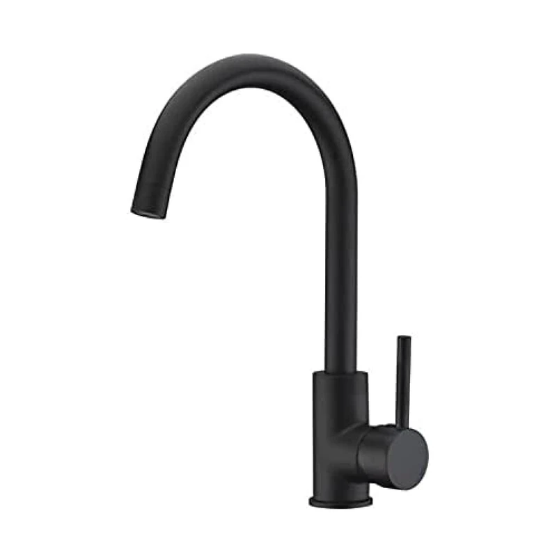 Edouard Rousseau - Koben Sink Mixer Tap - Flow Reducer Aerator with Quick Hand Clamping Nut - 334 (Height) x 188 (Projection) mm - Black